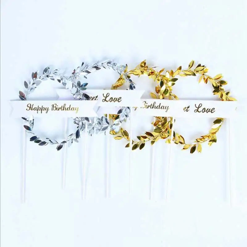 Венок с листьями топпер для торта и капкейка на день рождения товары украшения