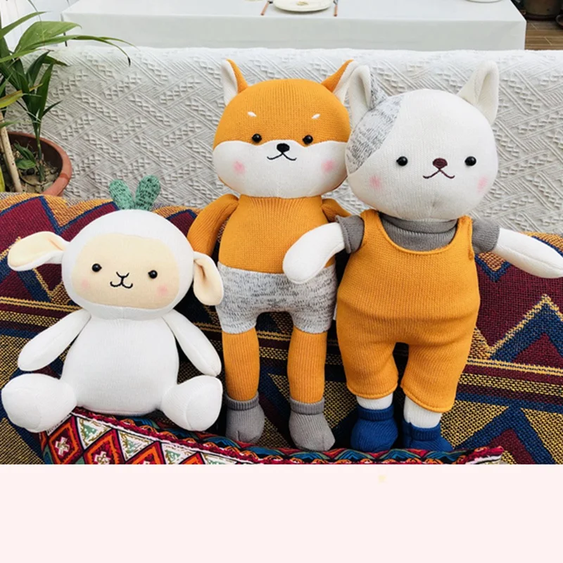 Новинка вязаная плюшевая игрушка кролик/лиса/Кот/овечка 1 шт. 23 см/38 см мягкая