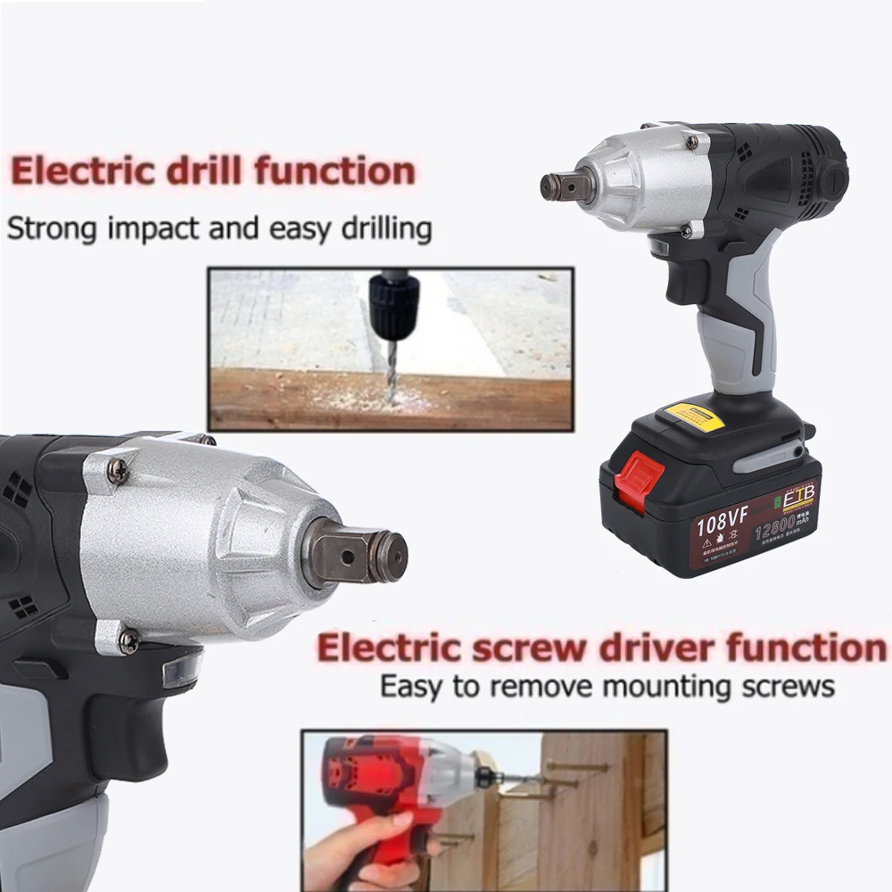 

Electric Ratchet Wrench Rechargeable Electric Wrench Practical Durable 2800rpm 480N.M Multifunctional Impact Drill Tools