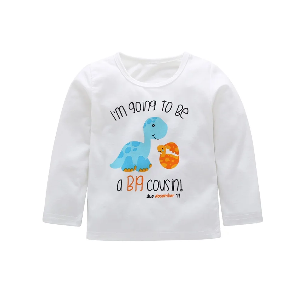 Новая хлопковая футболка для маленьких девочек и мальчиков хлопковая футболка с длинными рукавами с принтом слона и акулы детские футболки, топы, одежда Детские футболки - Цвет: MT00043