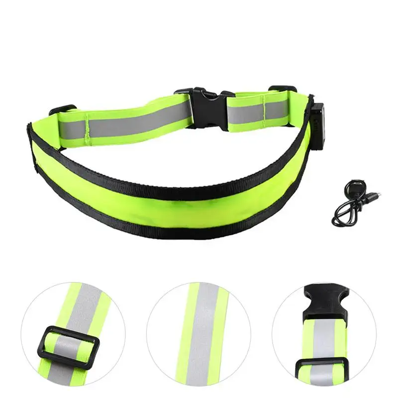LED Reflective Safety Belt Adjustable Reflective Safety Rechargeable Belt Night Running Walking Biking
