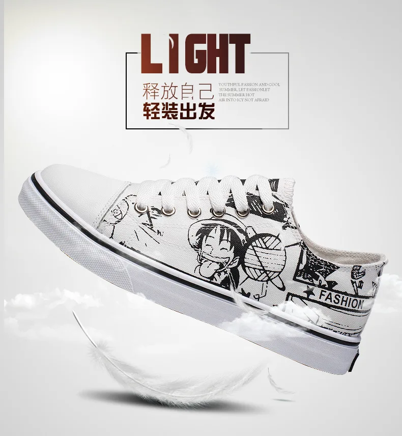 Couples Canvas Shoes One Piece Related Products Luffy Cartoon Graffiti Shoes Anime Cartoon Street Stylish Sneaker