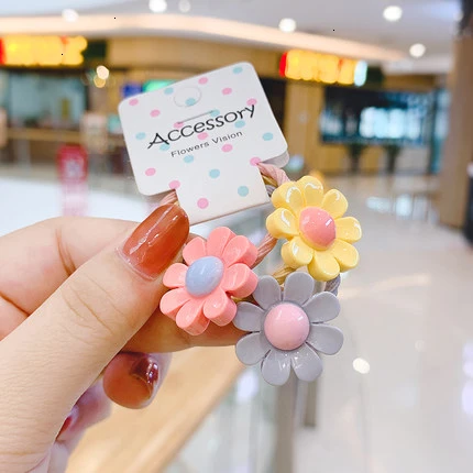 3PCS Cartoon New Cute Flower Penguin Princess Headwear Kids Elastic Hair Bands Children Ropes Girls Accessories Baby Headdress - Цвет: D