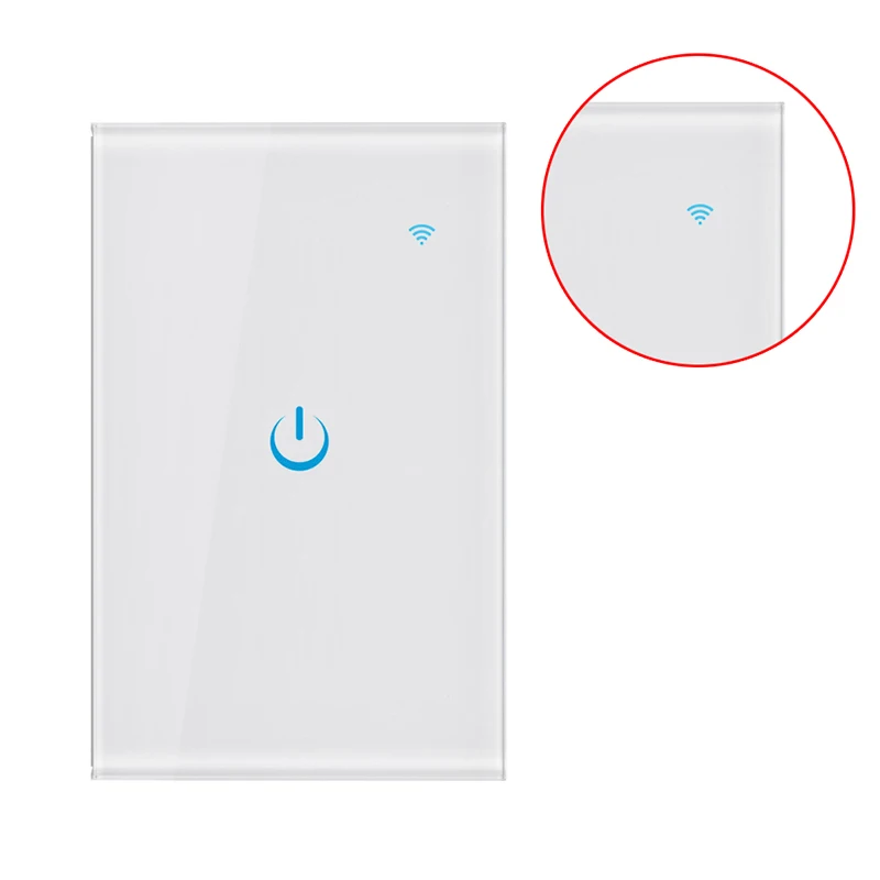 US Standard Smart Light Switch Wifi APP 2.4Ghz Remote Control Wall Press Switch Tempered Glass Press Screen AC 100-240V US Plug