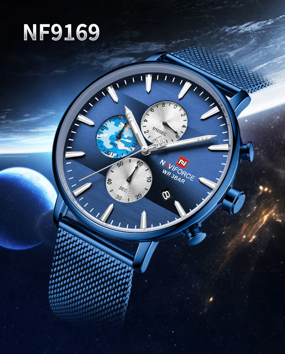 Мужские часы Топ люксовый бренд NAVIFORCE модные повседневные мужские часы полностью стальные водонепроницаемые деловые мужские часы Relogio Masculino