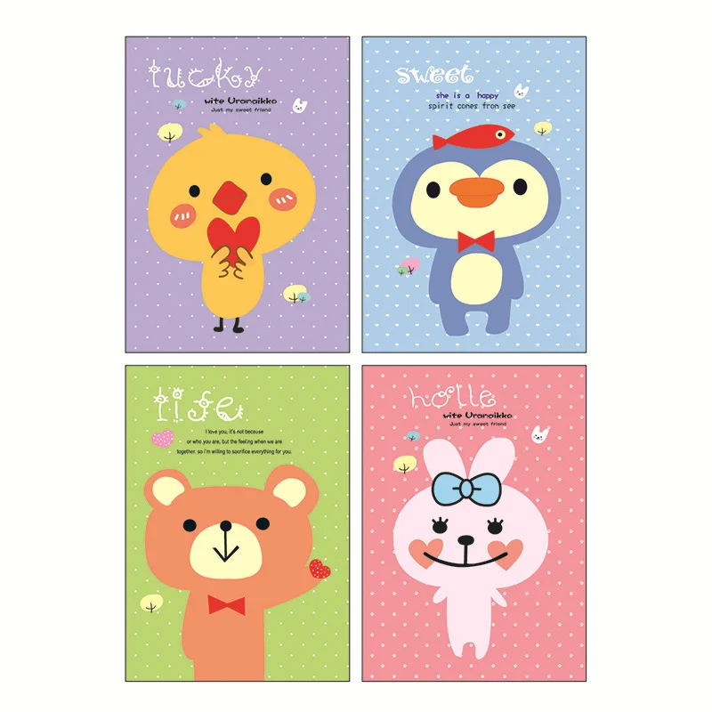 4 шт./компл. Kawaii Ноутбук Мини Дневник для детей школьные записи 40 страниц Подарки прекрасный ноутбук в мультипликационном стиле