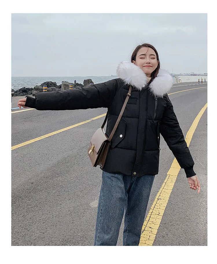Женское зимнее черное короткое меховое пальто с капюшоном, Куртка Harajuku, уличная одежда, корейская модная одежда, ветровка на молнии xxl