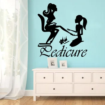 Billige Moderne Frau Pediküre Vinyl Wand Aufkleber Für Schönheit Salon Pvc Wand Decals Kunst Decor Vinilos Decorativos Para Paredes