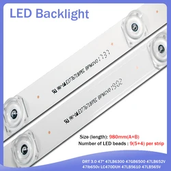 Bande lumineuse pour rétroéclairage, 98cm, pour LG TV 47 ", note DRT 3.0 47" 47LB6300 47GB6500, LC470DUH 47LB5610 