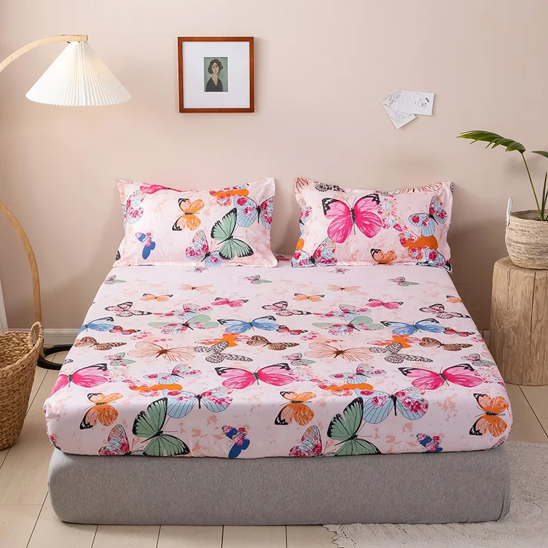 1pcs 100 Polyester Printing Fitted Sheet With Four Corners And Elastic