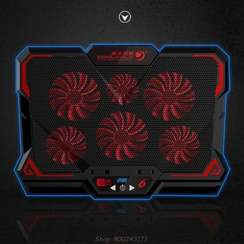 

17 Inch Gaming Laptop Cooler Height Adjustable 6 Fan LED Screen Switches Adjust 2 USB Port Notebook Computer S17 20 Dropship