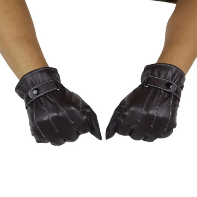 Mens Winter Gloves Luxurious Leather Driving Warm Cashmere Winter Gloves Motorcycle Black All Yards Guantes