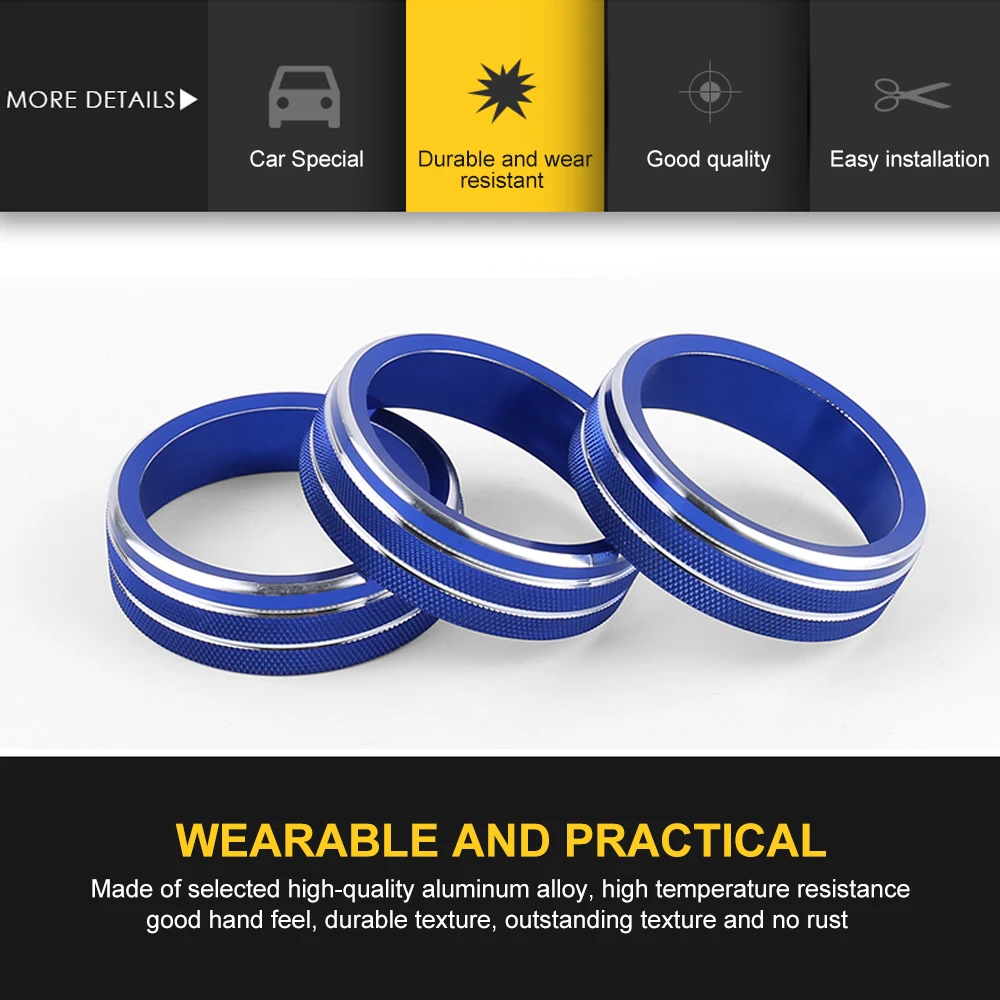 Car Air Conditioner Trim 3Pcs Auto Car AC Control Ring For VW Tiguan Atlas T-roc Ateca FR Passat B8 Variant
