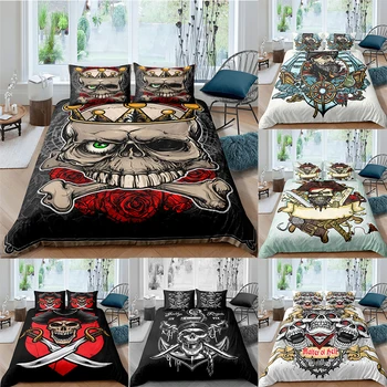 

3D Pirate Captain Skull Bedding Set Digital Print Duvet Cover Pillowcase 2/3 Pcs Single/Twin/Double/Full/ Queen/ King Size
