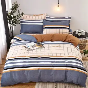 

Luxury Duvet Cover King Size bedding Comfortable Queen Size bedding set 4pcs stripe Printing Bedding Set Duvet cover for bedroom