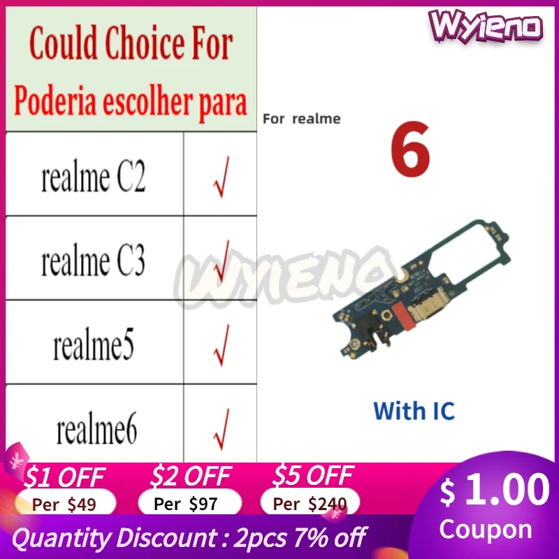 Зарядная док-станция Wyieno для Realme C2 C3 5 5i 6 6i 5Pro Pro Micro USB Штекерный разъем гибкий