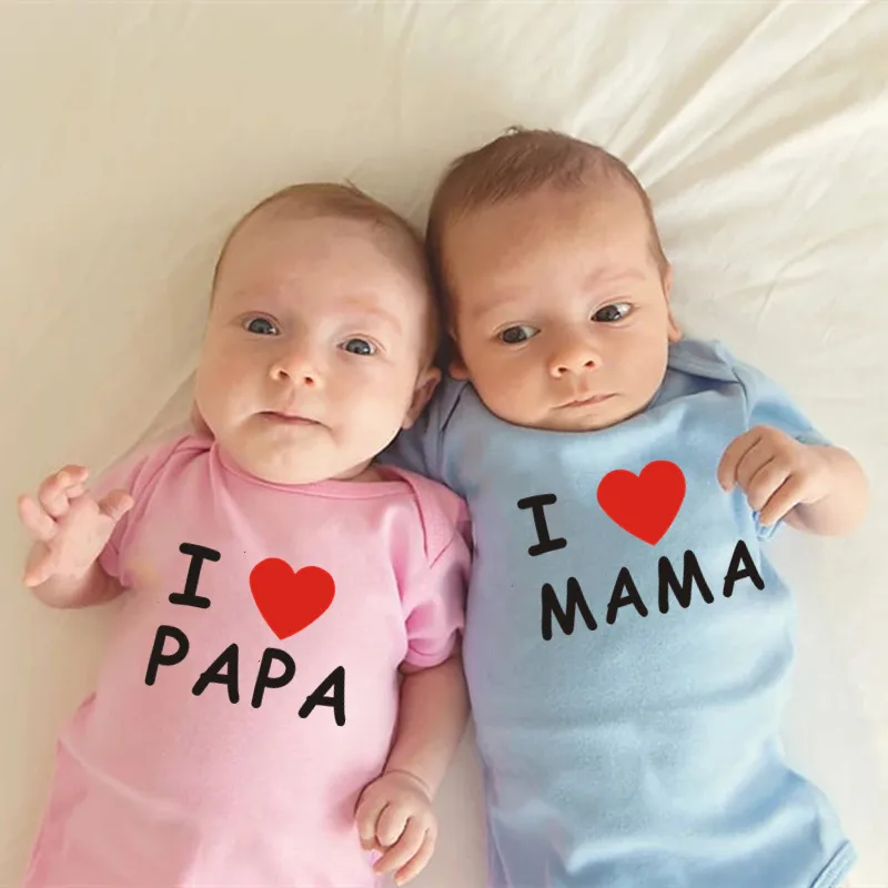 Toddler Girl Summer Baby Clothes New Born Baby Pagliaccetto Tute In Cotone Love Papa Mama Newborn Costume Boy Abbigliamento Per Neonati