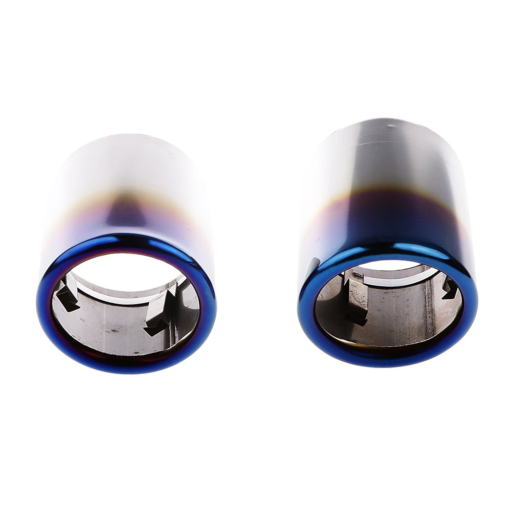 2 Pieces Stainless Steel Car Exhaust Muffler Tip Pipes Covers for Audi A4 A3 A5 A6 (Blue)