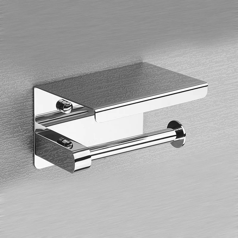 Toilet Paper Holder ROVOGO SUS 304 Stainless Steel Toilet Paper Holder with Phone Shelf Bathroom Tissue Holder Toilet Paper Roll