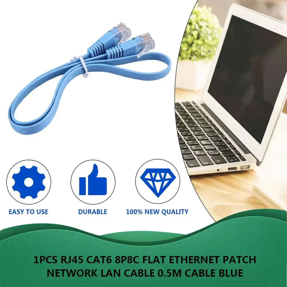 1 шт. супер высокая скорость RJ45 CAT6 8P8C плоский Ethernet Патч Сетевой кабель Lan 0 5 м