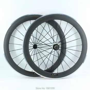 

1pair New 700C 60mm clincher rims Road bicycle matt 3K carbon bike wheelset with alloy brake surface Powerway R13 hubs Free ship