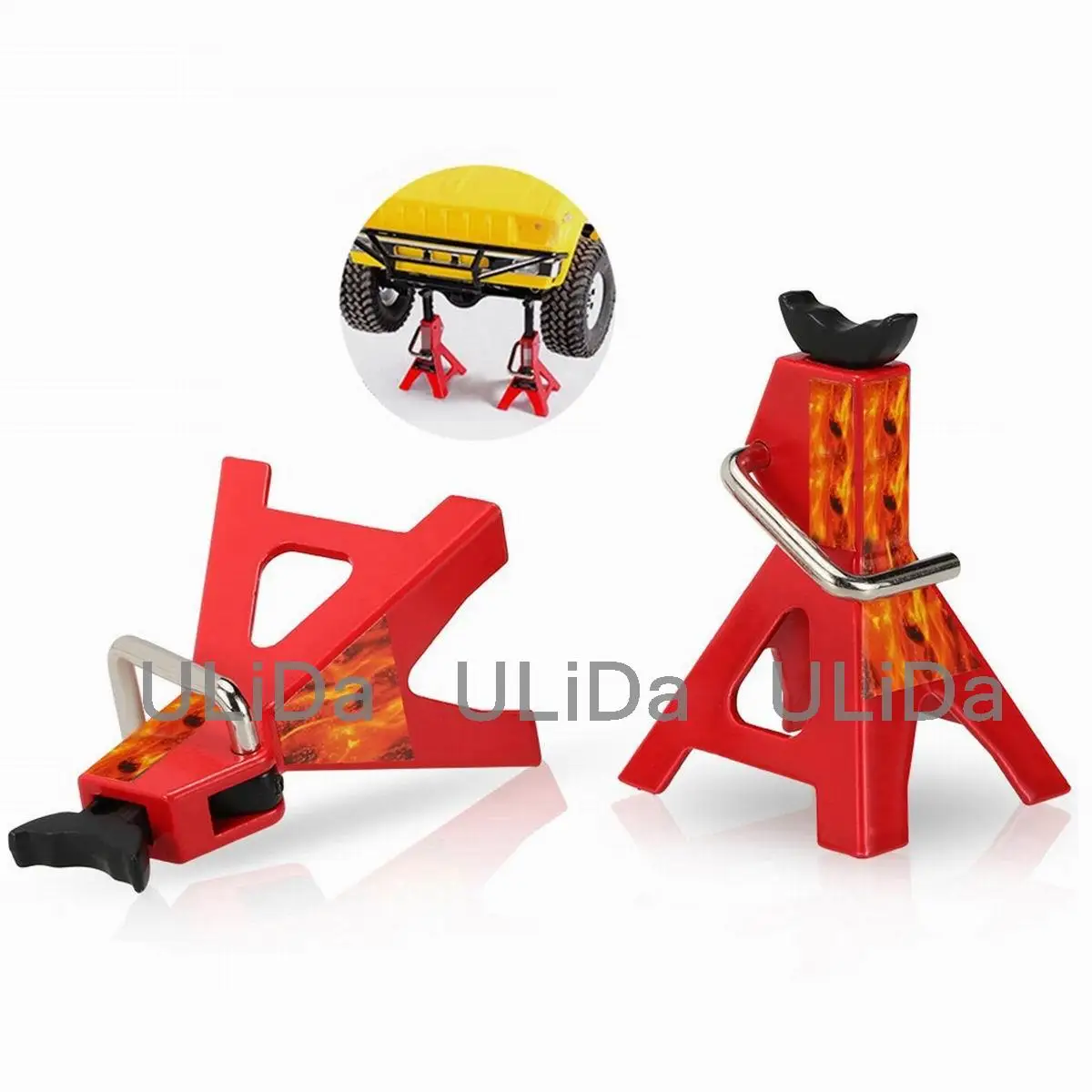 

Metal 6 Ton Scale Jack Stands Height Adjustable Repairing Tool For 1/10 RC Crawler Truck Trx-4 Trx4 Axial SCX10