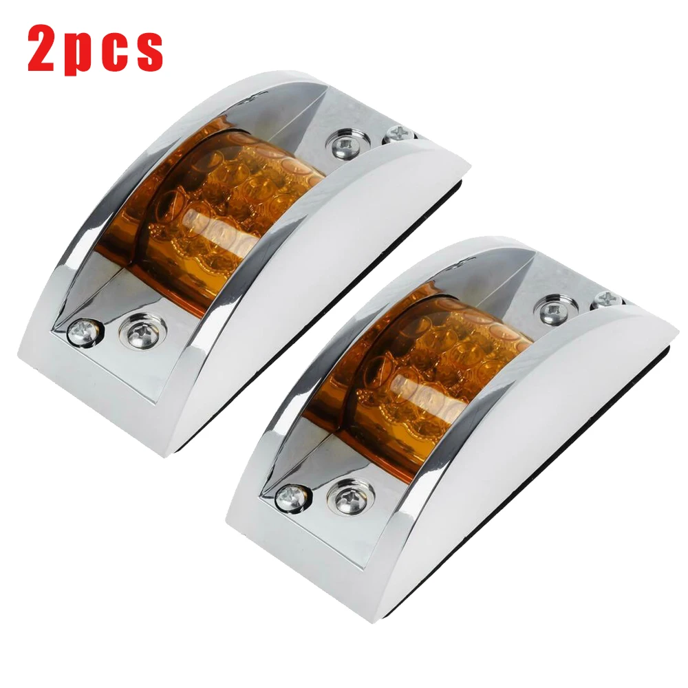 

Amber Side Marker Lights Chrome Armored Lamp 12V Waterproof Accessories