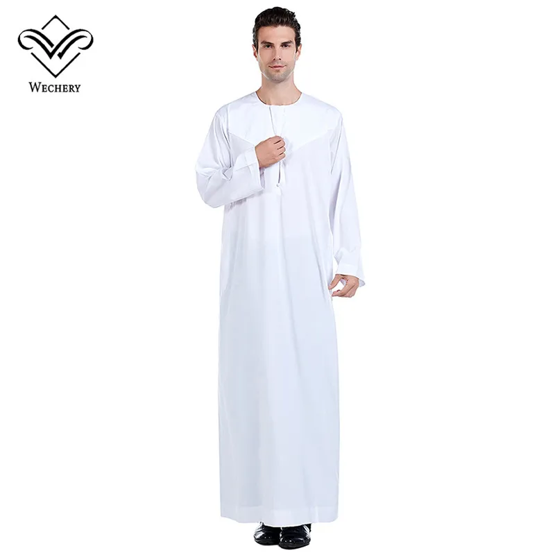 Wechery Muslim Caftan Kaftan for Men Islamic Clothing Jubba Plus Size Long Sleeve Big Size Prayer Clothed