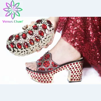 

Fashion Italian Matching Shoe and Bag Set Decorated with Rhinestone Women High Heels Elegant Women Pumps Bag and Shoes Set Italy