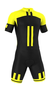 

2019 Black yellow Skinsuit Man's Jumpsuit Speed Trisuit Ropa Ciclismo Maillot Pro One Piece Triathlon Wear Cycling Jerseys