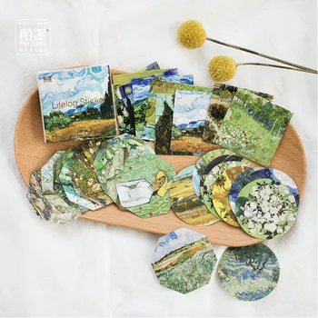 

mo mo Adhesive Paper Meeting Van Gogh Reproduce Classic Hand Account Album Decorative Stickers Adhesive Paper | Sealing Paste DI