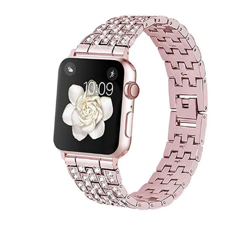 Роскошный полностью бриллиантовый металлический браслет ремешок для Apple Watch серии 5 4 3 2 1 40 мм 38 мм модный ремешок для iwatch 4 5 полосы 42 мм 44 мм