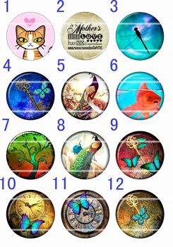 

Handmade Colorful picture Round Glass Cabochons Refrigerator magnet for Necklace Decoration and Phone Chain Accessaries215