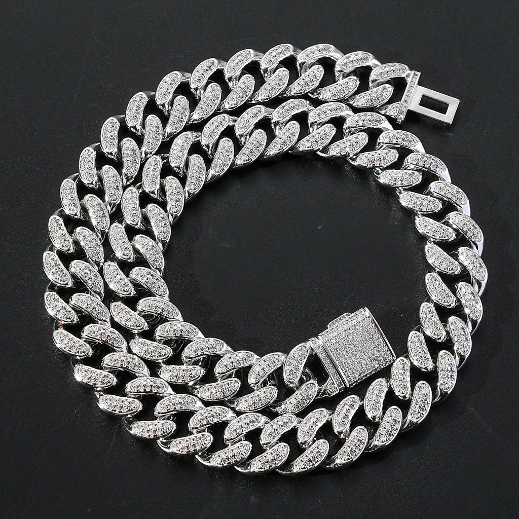 Men's Hip Hop Ice Out Bling Chain Cuban Necklace Chain Fashion Jewelry