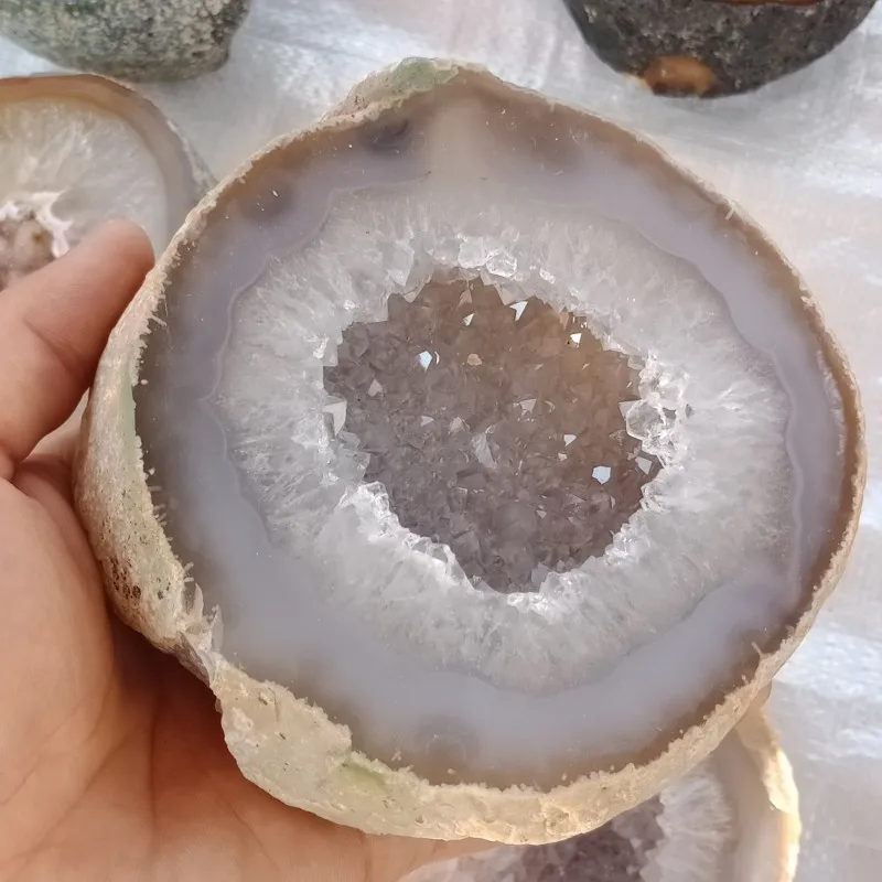 DHXYZB 2pcs Natural Agate hole Crystal original stone Raw Gemstone rock Quartz Rough Mineral Specimen Healing home Decor