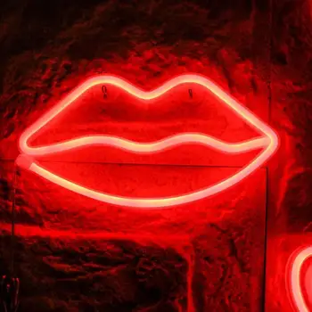 

LED Neon Sign Night Lights Lips Lamp Wall Decor Light USB socket for Indoor Christmas Wedding Party Kids Room Love Romantic