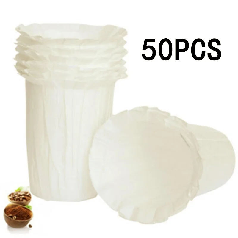 

50 Pcs Disposable K-Carafe Coffee Paper Filter For Keurig Large K-Cup Pod 2.0