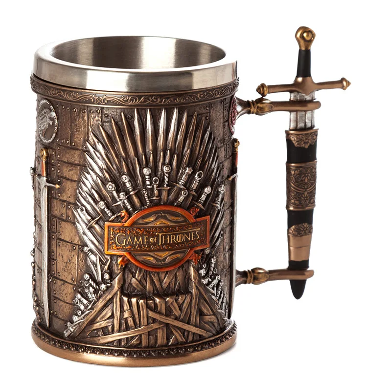 Игра ThronesGourde средневековый Кубок Викинг пиво Викинг рог для напитков украшение на Хэллоуин Череп Кубок кофе чашка из нержавеющей стали