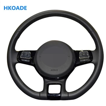 

DIY Black Soft Cowhide Anti-slip Hand-stitched Car Steering Wheel Covers for Volkswagen VW Beetle 2012-2016 Up 2013