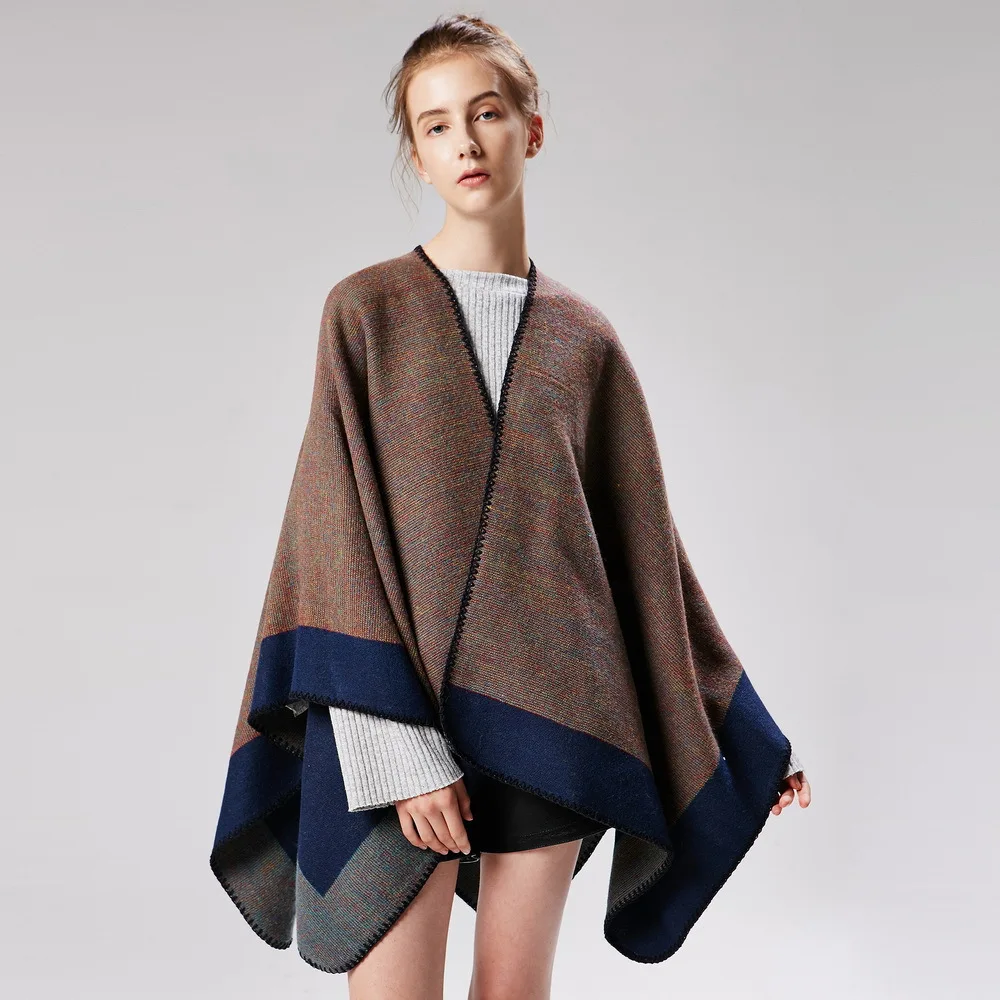 

Elegant Women Shawl Thick Winter Ponchos Warm Shawls Lady Cardigans Fashion Scarves Luxury Oversized Scarf Cape