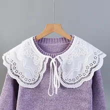 Lace Floral Hollow Fake Collars Shawl for Women Embroidery Shirt Female Detachable Collar Clothes Accessories