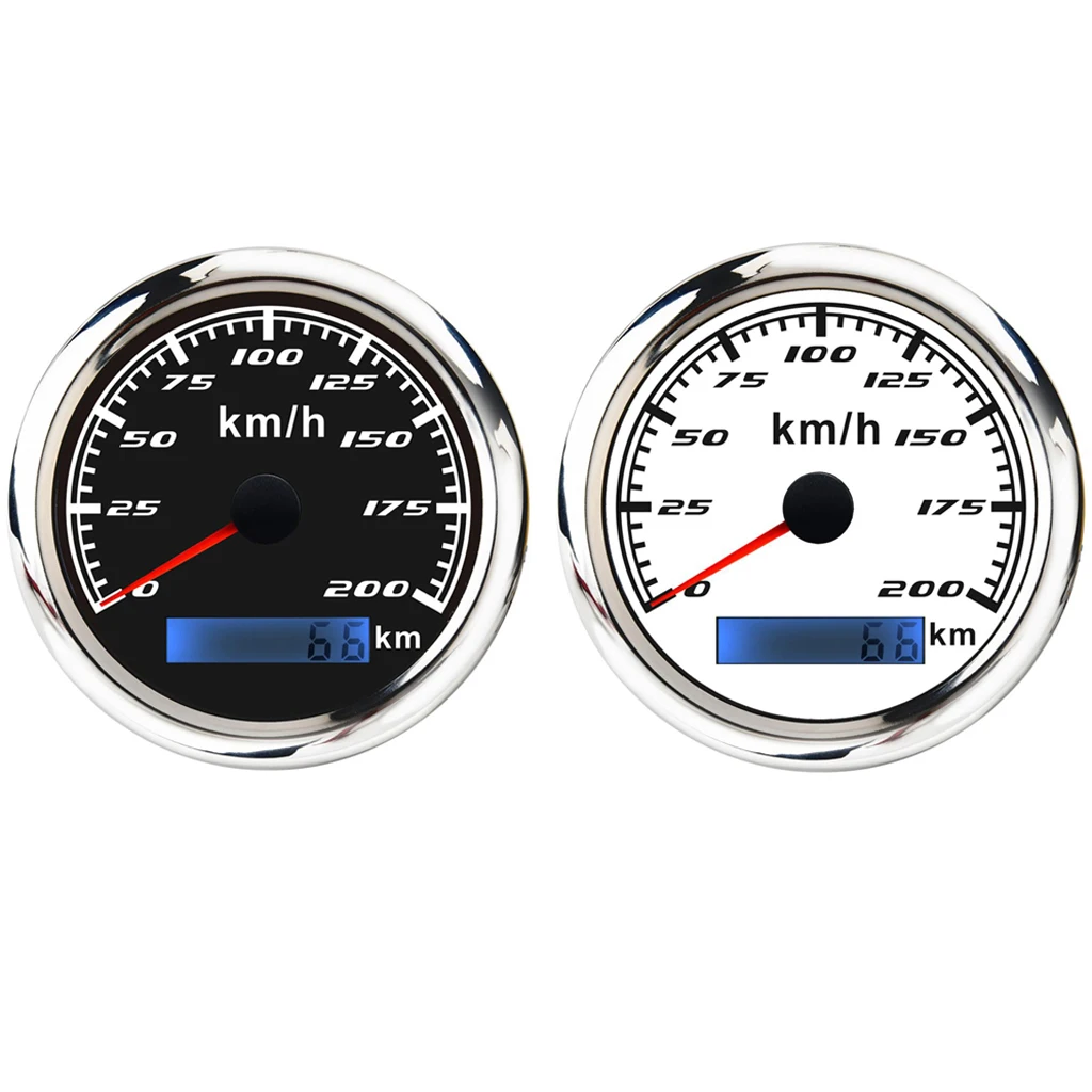  200KM/h 85mm Car Boat Digital GPS Speedometer Odometer Gauge Antenna with Rubber Plug for Motorcycle Yacht Vessel Vehicle