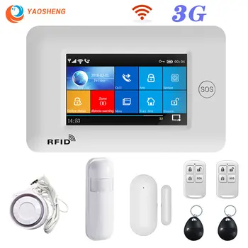 3G GSM WIFI Security Alarm System app control Smart Home GPRS Wireless 433MHz Alarm Kit with PIR Sensor Siren Door Sensor & RFID smartyiba anti theft gprs home office security alarm system wifi app remote control with video ip camera wireless strobe siren