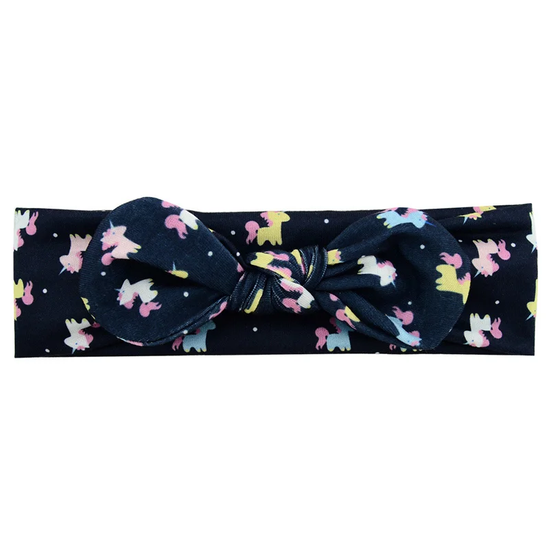 Fashion Baby Print Flamingo Comfortable Elastic Hair Band Cute Unicorn Child Hair Accessories Mermaid Bow Baby Headdress - Color: 08