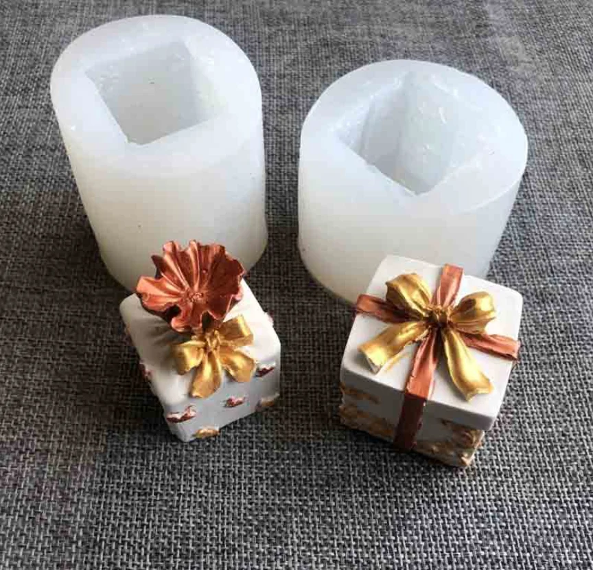 Gift Box Mold Christmas Gift Box Shape Liquid Silicone Mold Soft Clay
