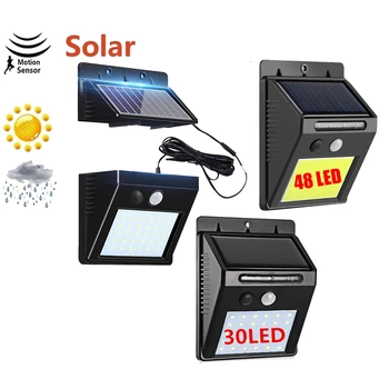 

48/30 COB LED Solar Powered PIR Motion Sensor Wall lamp Human Body Infrared Light Outdoor Waterproof Home Garden Security Lights