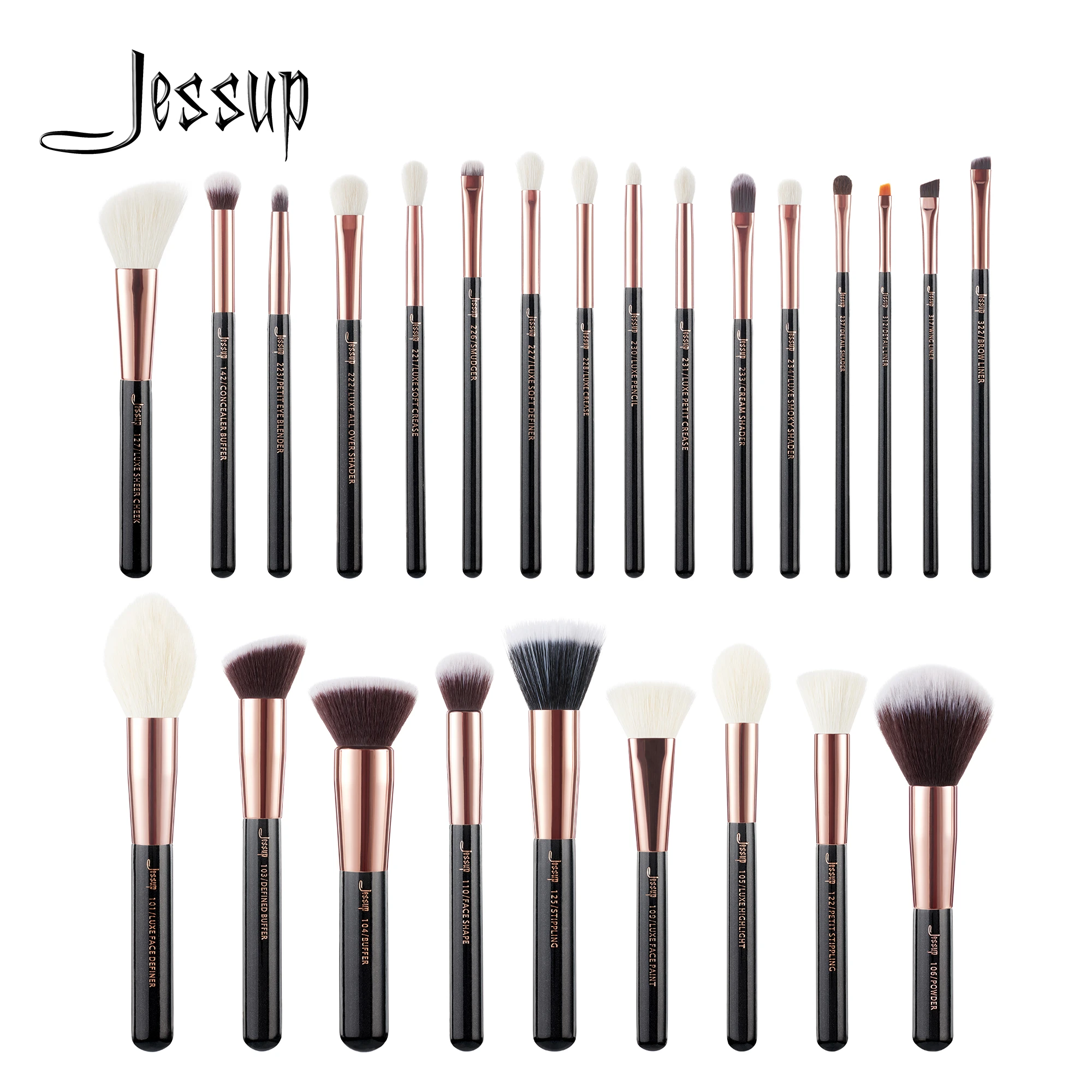Jessup Makeup Brushes Kit 625pcs Black/rose Gold Powder Foundation Eyeshadow Line Highlighter