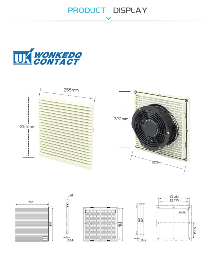 obturador do ventilador, grelhas, gabinete elétrico, ventilação