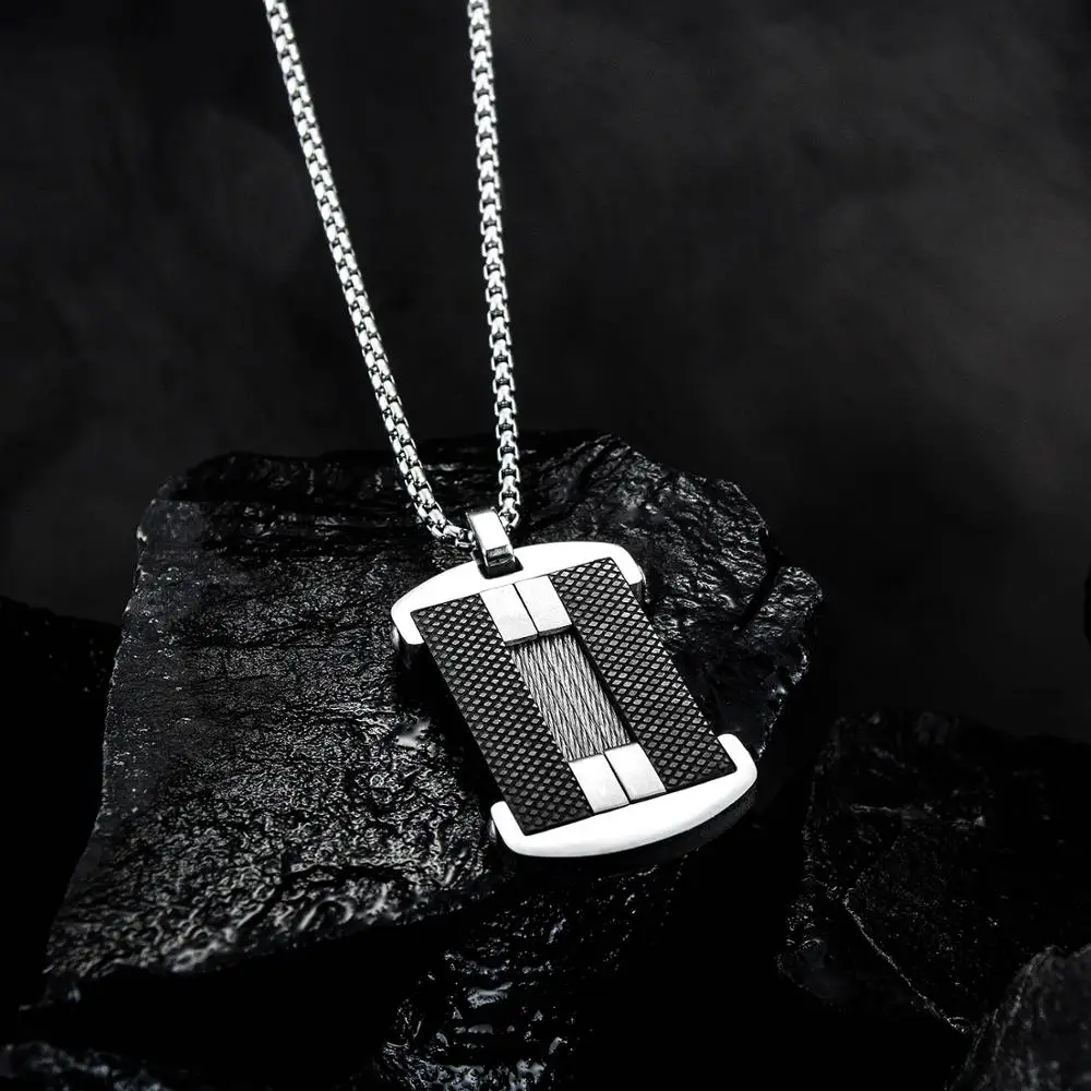 Нержавеющая сталь Военная пластина воротник Dogtag ID кулон ожерелье для мужчин