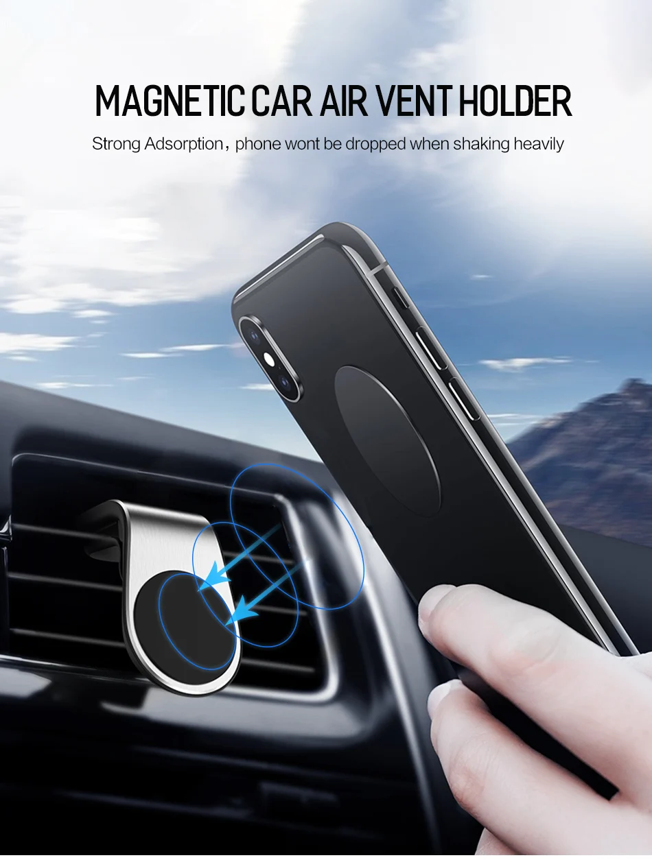Металлический магнитный автомобильный держатель для телефона на магните Портативный, устанавливаемое на вентиляционное отверстие в салоне автомобиля зажим Крепление магнит мобильный телефон подставка для iPhone samsung смартфонов в автомобиле